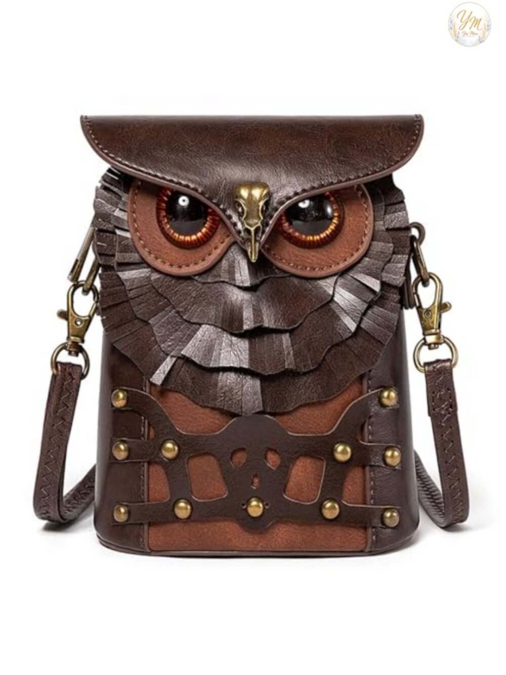 PU Leather Mini Crossbody Bag Gothic Owl Steampunk Festival Belt Pouch